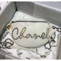 Replica Chanel Calfskin & Chain Logo Waist Bag AS1783 White 2020 Collection AQ02295