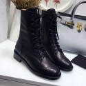 Replica Chanel Calfskin Short Flat Lace-up Boots G34953 Black Leather 2019 Collection AQ02129