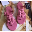Replica Chanel Camellia Thong Sandals Pink 2019 AQ01089