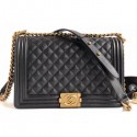 Replica Chanel Caviar Leather Boy Flap New Medium Bag Black/Gold AQ02037