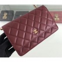 Replica Chanel Caviar Leather Wallet On Chain WOC Bag A33814 Burgundy 2019 AQ01275