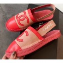 Replica Chanel CC Logo Espadrilles Sandals Beige/Red AQ00635