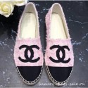 Replica Chanel CC Logo Tweed Fabric Espadrilles G34436 Pink 2019 AQ01026