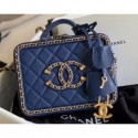 Replica Chanel Chain CC Filigree Small Vanity Case Bag AS1785 Navy Blue 2020 AQ02481