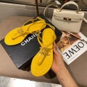 Replica Chanel Chain CC Logo Thong Sandals yellow 2020 AQ03344