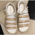 Replica Chanel Chain Lambskin Espadrilles Sandals White/Beige 2020 AQ01194