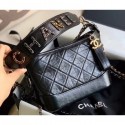 Replica Chanel Chain Logo Handle Gabrielle Small Hobo Bag AS0865 Black 2020 AQ01055