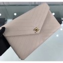 Replica Chanel Chevron Envelope Flap Clutch Bag Creamy AQ01731