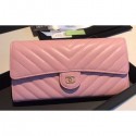 Replica Chanel Chevron Flap Wallet Pink 2018 AQ03560