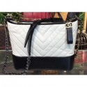 Replica Chanel Chevron Gabrielle Medium Hobo Bag A93824 White/Black 2018 AQ03451