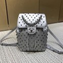 Replica Chanel chevron studed backpack silver 2019 AQ03583