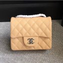 Replica Chanel Classic Flap Mini Bag A1115 in Caviar Leather Apricot with Silver Hardware AQ04298