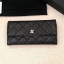 Replica Chanel Classic Quilted Grained Leather Flap Wallet A50096 Black/Silver Collection AQ01664