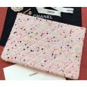 Replica Chanel Cotton Tweed Classic Pouch Clutch Bag A82545 Nude Pink 2019 AQ00585