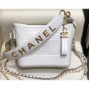 Replica Chanel Crocodile Embossed Calfskin Gabrielle Small Hobo Bag AS0865 White 2019 AQ01522