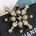 Replica Chanel Crystal and Pearl Snowflake Brooch AB2323 White/Black 2019 Collection AQ00790