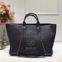 Replica Chanel Deauville Grained Calfskin Large Shopping Bag A57067 Black/Silver 2019 Collection AQ03767