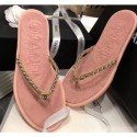 Replica Chanel Denim Chain Thong Sandals Pink 2020 AQ00818