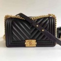 Replica Chanel Grained Calfskin Medium BOY CHANEL Handbag with Gold-tone Metal Black 2018 Collection AQ01651