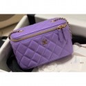 Replica Chanel Grained Calfskin Small Vanity with Classic Chain Bag AP1341 Purple 2020 AQ03465