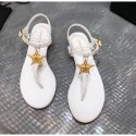 Replica Chanel Grosgrain & Goatskin Flat Sandals With Star Buckle White 2020 Collection AQ01086