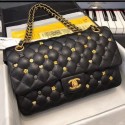 Replica Chanel Lambskin 18k Charms Medium Classic Flap Bag A01112 Black 2018(Gold-Tone Metal) Collection AQ01200