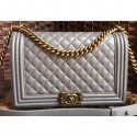 Replica Chanel Lambskin Boy Flap New Medium Bag Gray/Gold AQ01158