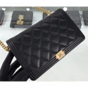 Replica Chanel Lambskin Boy Wallet On Chain WOC Bag A81969 Black/Gold 2019 AQ01826