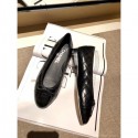 Replica Chanel Lambskin Classic Bow Ballerinas Flats Quilting Crinkled Black AQ02239