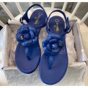 Replica Chanel Lambskin Classic Camellia Thong Sandals Blue 2020 Collection AQ03406