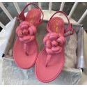 Replica Chanel Lambskin Classic Camellia Thong Sandals Pink 2020 Collection AQ04171