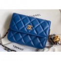 Replica Chanel Lambskin Waist Bag AP1465 Blue 2020 AQ00538