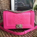 Replica Chanel Medium Python Leather Le Boy Flap Bag Rosy (Silver Hardware) Collection AQ03340