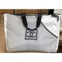 Replica Chanel Mesh and PVC Shopping Tote Large Bag White 2019 AQ01079