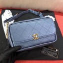 Replica Chanel Metallic Leather Belt Bag/Waist Bag AS0142 Blue 2019 Collection AQ02399