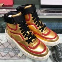 Replica Chanel Metallic Leather High-Top Sneakers G35063 Gold/Red 2019 Collection AQ01706