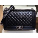 Replica Chanel New Medium Metallic Crumpled Waxy Leather Resin Boy Flap Shoulder Bag Black AQ04054