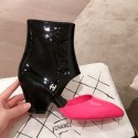 Replica Chanel Patent Calfskin Mary Jane Open Ankle Short Boots G35431 Pink/Black 2020 Collection AQ01066