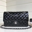 Replica Chanel Patent Calfskin Medium Classic Flap Bag A1112 Black(Silver Hardware) Collection AQ01300