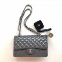 Replica Chanel Patent Calfskin Medium Classic Flap Bag A1112 Grey（Silver Hardware） Collection AQ00654