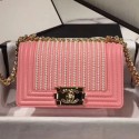 Replica Chanel Pearl Calfskin Small Boy Flap Bag A67085 Pink 2019 Collection AQ03981