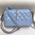 Replica Chanel Pearl Glossy Quilted Vintage Leather Gabrielle Clutch with Chain A94505 Blue 2019 Collection AQ01725