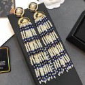 Replica Chanel Pearl Tassel Long Earrings AB1972 Blue/Black 2019 Collection AQ02552