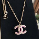 Replica Chanel Pearls CC Necklace Pink/Gold/White 2019 Collection AQ02061