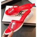 Replica Chanel PVC Heel Mule Sandals Red 2019 AQ02202
