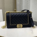 Replica Chanel Quilted Calfskin Chain Medium Boy Flap Bag A67086 Navy Blue 2019 Collection AQ02853