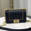 Replica Chanel Quilted Calfskin Chain Small Boy Flap Bag A67085 Navy Blue 2019 Collection AQ03657