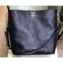 Replica Chanel Quilted Calfskin with Two-Tone Hardware Hobo Bag AS0414 Black 2019 AQ00576