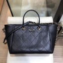 Replica Chanel Quilted CC Logo Shopping Tote Bag Black 2019 Collection AQ03099