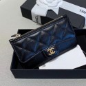 Replica Chanel Quilted Grained Calfsskin Zipped Classic Card Holder AP0767 Black 2019 Collection AQ02232